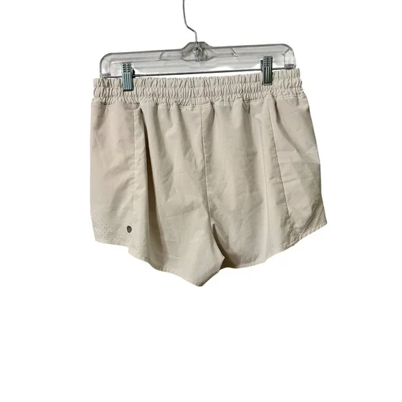 CALIA Womens Smocked Waist Running Shorts Tan Perforated Zipper Pocket Small - Picture 2 of 3